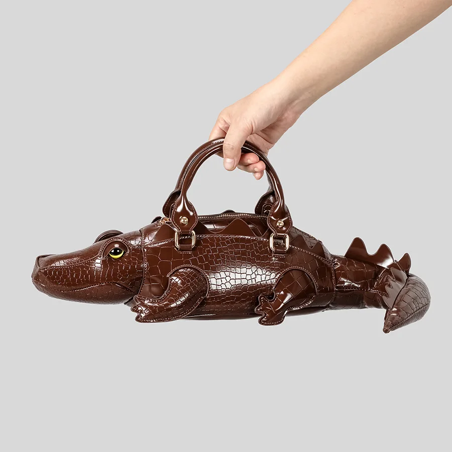 

Creative Crocodile Shape Design Women's Handbag 2025 New Funny Rendy Motorcycle Bag Female Personality Creative Mobile Phone Bag