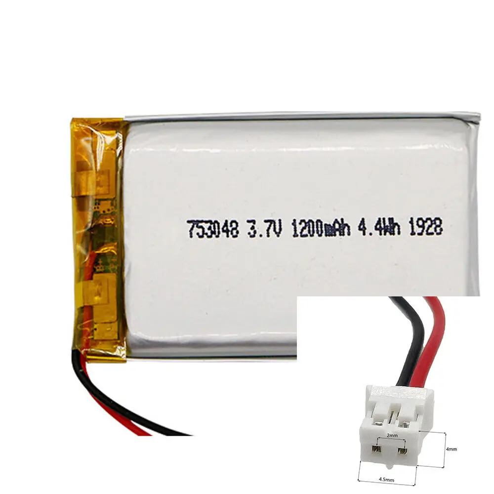 Rechargeable 3.7V 1200mAh 753048   Polymer Ion Battery For CHARGING TREASURE POWER MOBILE POWER DVD GPS  MP3 ELECTRIC TOYS MP873