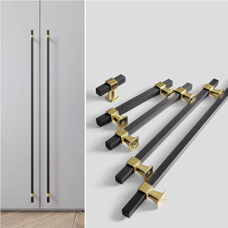 600-1000MM Light Luxury European Double Color Spliced Wardrobe Cabinet Door Handle Drawer Shoe Cabinet Aluminum Alloy Handle