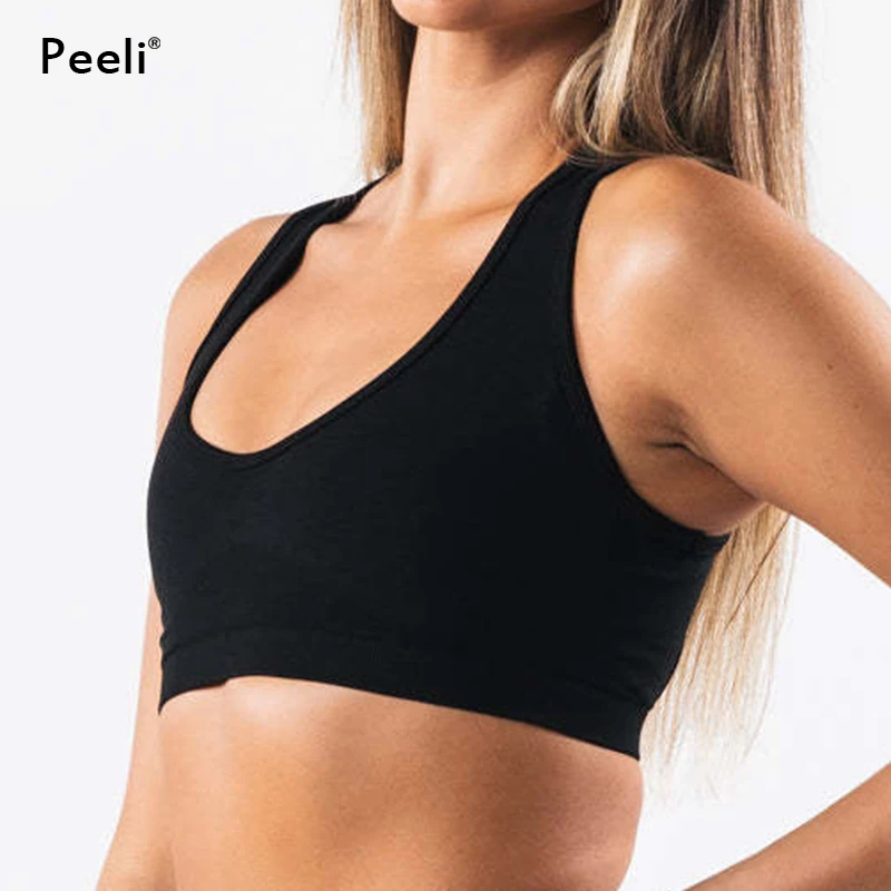 Mittlere Wirkung nahtloser Sport-BH innere gepolsterte Yoga-BHs rücken freie Sport-BHs Push-up-Fitness studio Top Workout Bra lette Frauen kleidung