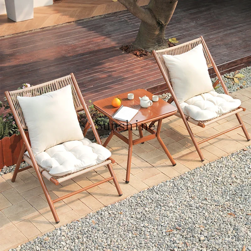 Balcony, leisure folding lounge chair, outdoor home garden rattan chair