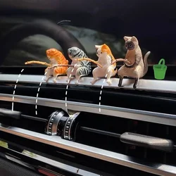 Fishing cat Car Interior Decoration Cute Resin With Pipe Glasses Auto Rearview Mirror Pendant Air outlet For Car Accessories