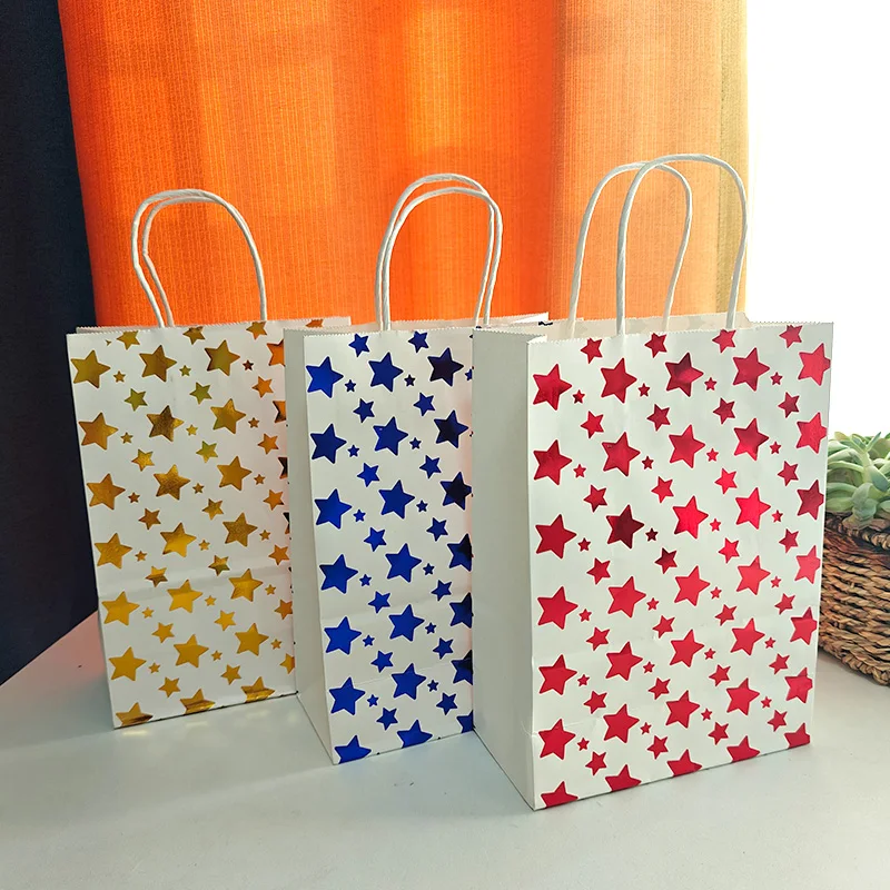 12/24/36PCS Bunte Stern Papiertüten Mehrfarbige Geschenkverpackung Weihnachtsfeiern Geburtstag Hochzeit Geschenkverpackung Handtaschen – Detail 8
