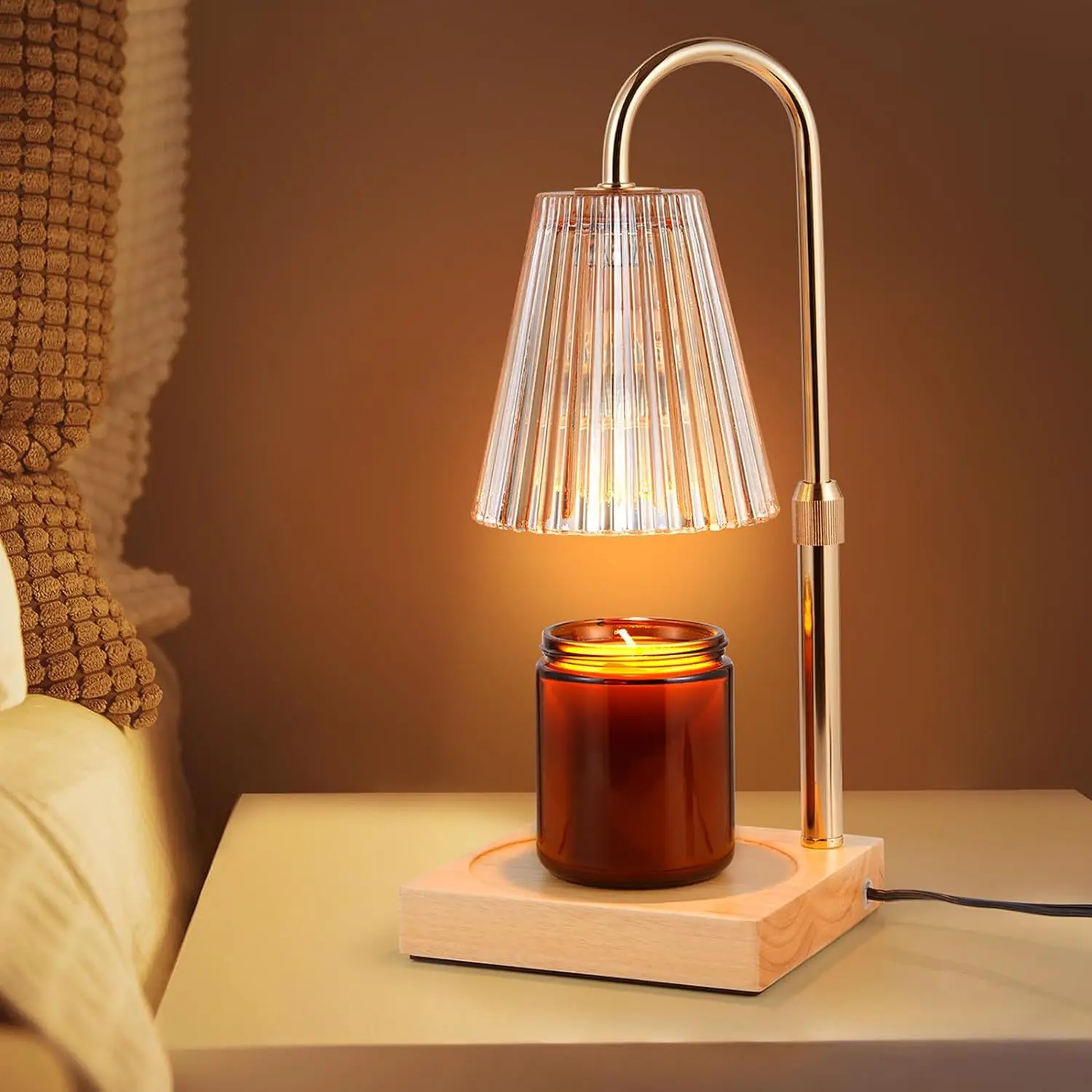 Wax Melting Lamp With Timer and Dimmer Ins Aroma Candle Warmer Lamp Glass Candle Warmer Lattern Adjustable Height Lamp Gifts