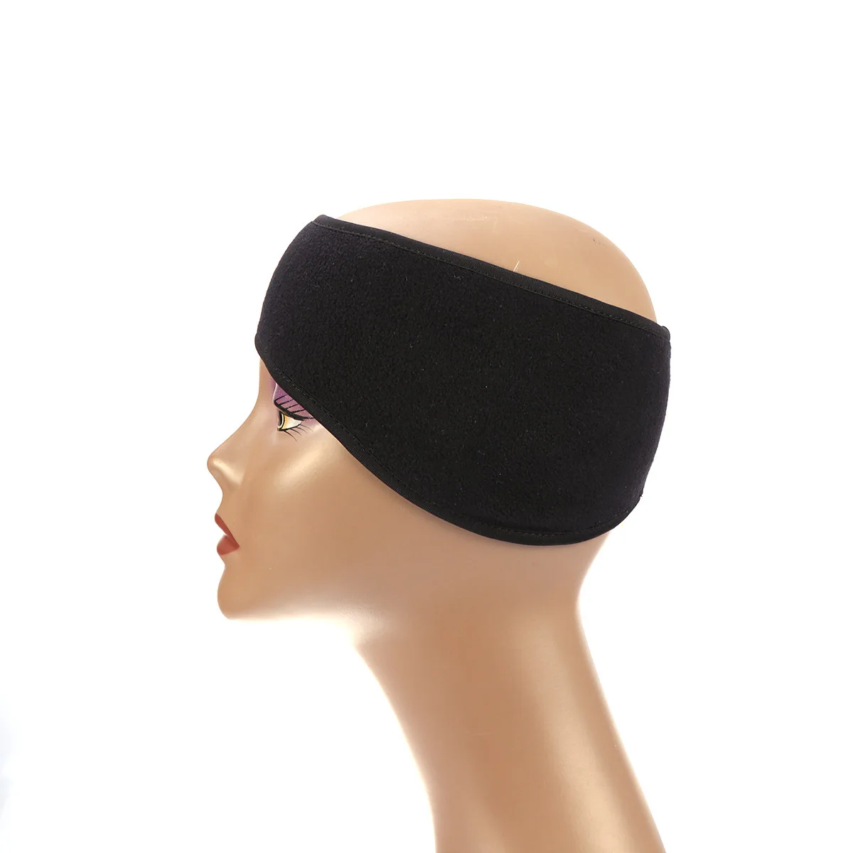 Unisex Black Ear Warmer Headband Winter Thermal Fleece Ski Hair Band Stretch Spandex Lightweight for Cycling Ski Snowboarding