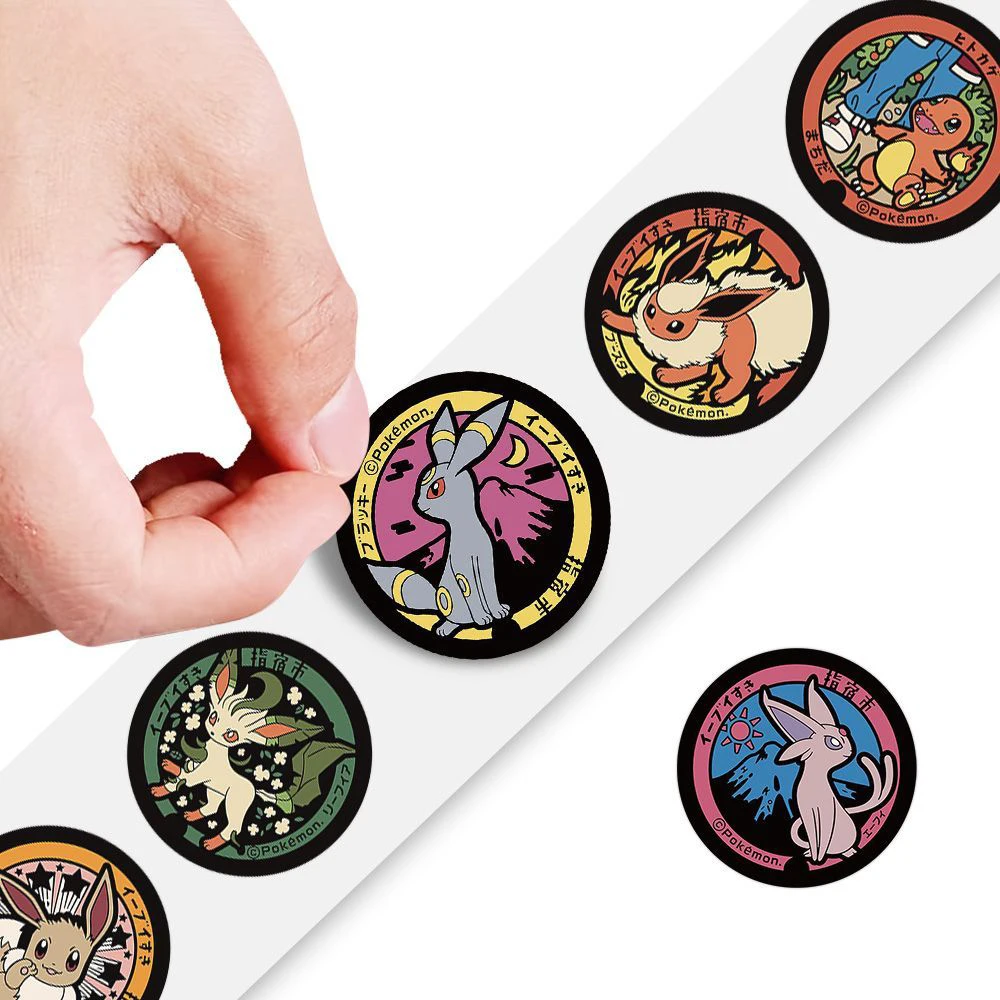 500Pcs/Roll Pokemon Pikachu Sealing Labels Stickers DIY Laptop Bike Anime Decoration Decals Reward Stiker Toys Gifts