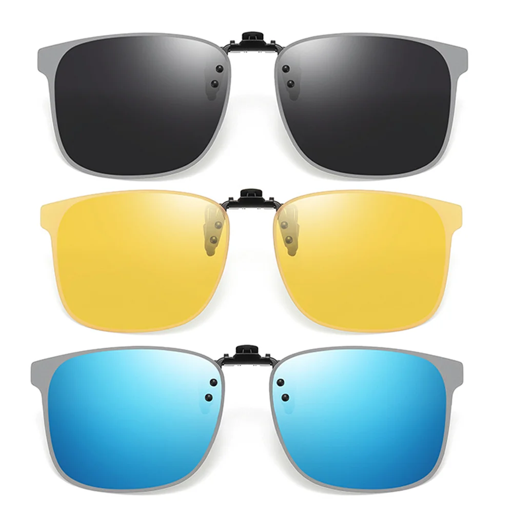Fishing Flip Up Clip On Sunglasses For Glasses Men Driving Polarized UV400 Square Mirror Driving Women Photochromic Eyewear