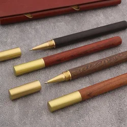 Red Wooden Rollerball Pen With Half Rubber Ballpoint Pen Golden Trim Stationery Office School Supplies Roller Ball Pen