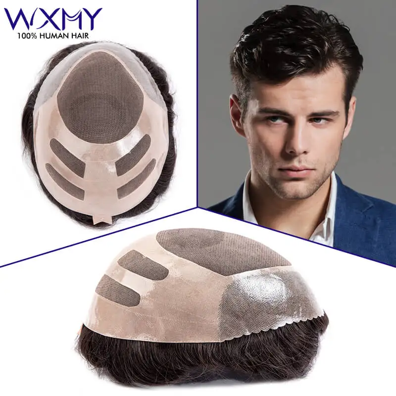 

Bond-Toupee Mono On Top With PU Front & NPU Back Base Toupee For Men Male Hair Prosthesis Natural Human Hair Men's Wigs Systems