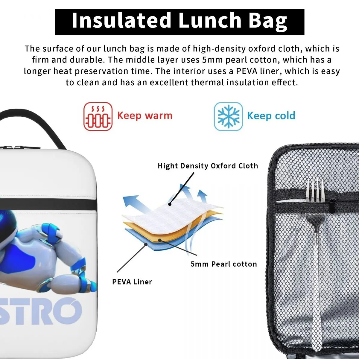 Astrobot Pattern Astros Game Bolsas de almuerzo con aislamiento térmico para el trabajo Bolsas de contenedor de alimentos portátiles Fiambreras térmicas