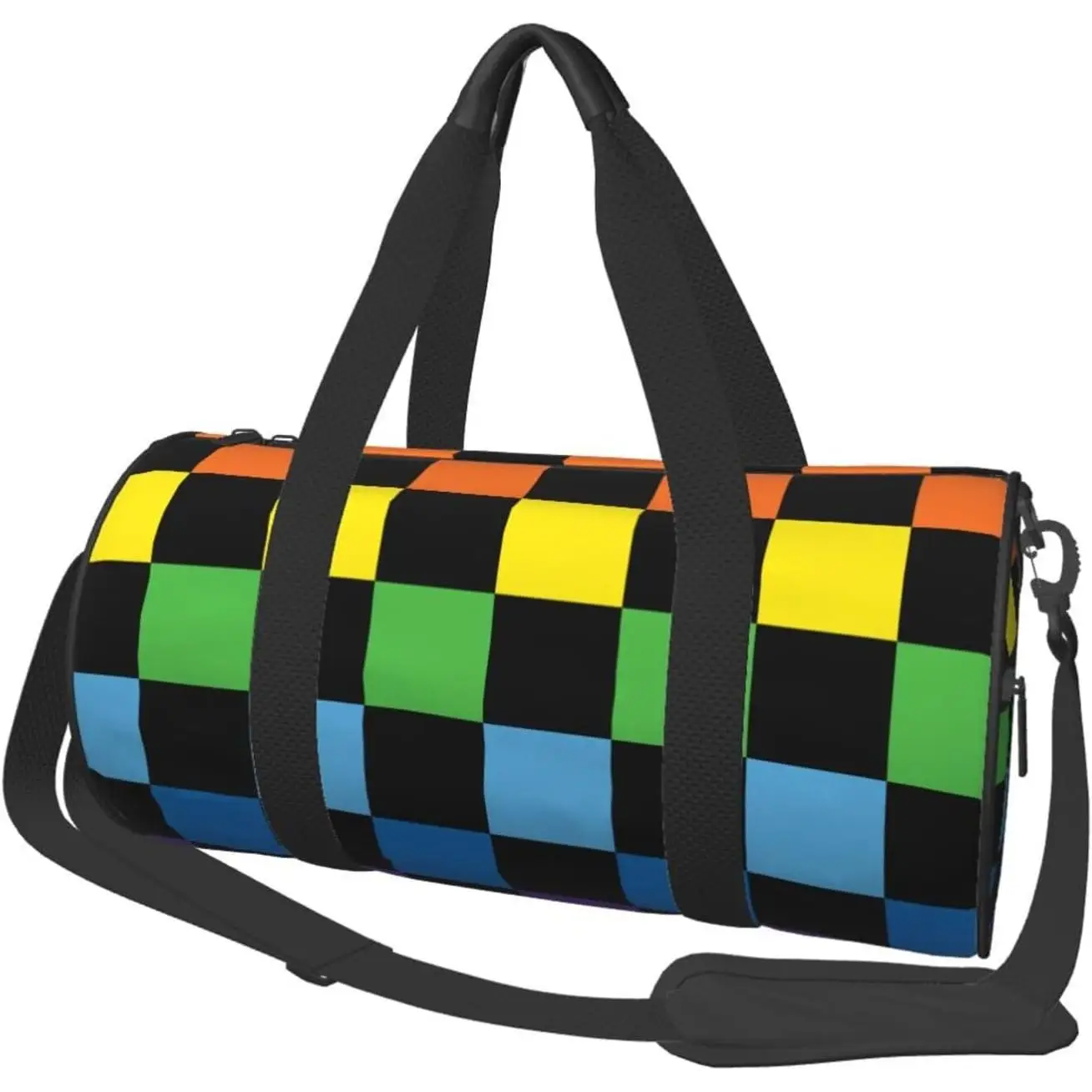 

Черная дорожная сумка-даффл с принтом «Радужная клетка» для спорта и фитнеса, для женщин и мужчин, ручная кладь, для выходных, на ночь, для личных вещей, для путешествий