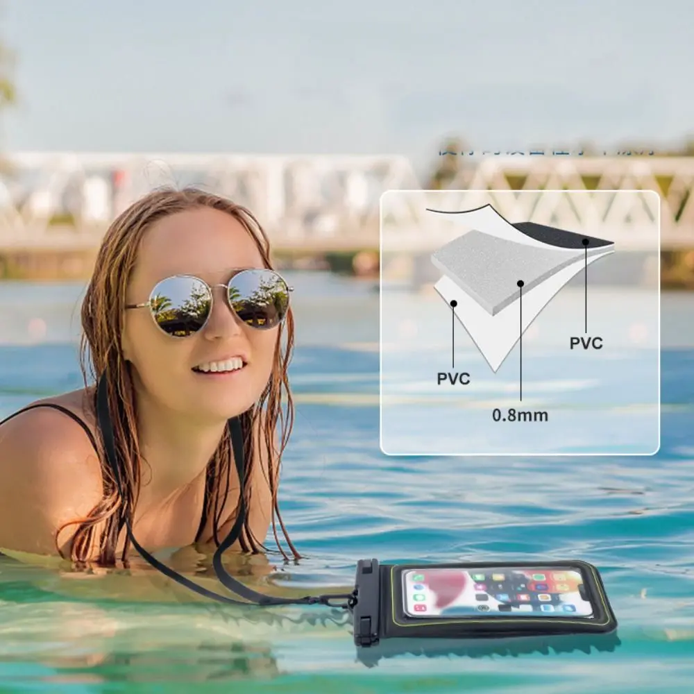 

Bubble Float Waterproof Phone Case with Detachable Strap Touch Screen Phone Protection Bag Ultra Thin Swim Waterproof Pouch