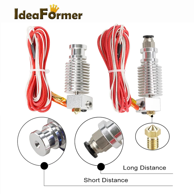 Zestaw Hotend E3D V6 12V 24V 0.4mm dysza J-głowica do 1.75mm/3.0mm Filament Bowden/Wade Extruder części drukarki 3D