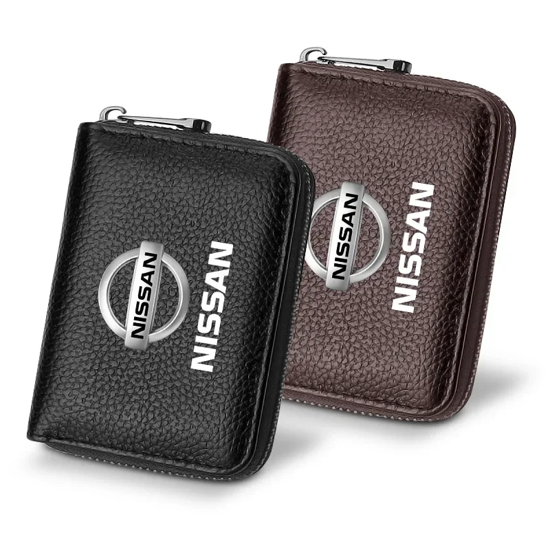 Genuine Leather Car Driver's License, ID Card, Bank Card Wallet For Nissan Nismo GTR Tiida Sylphy Teana X Trai Wheel Center Caps
