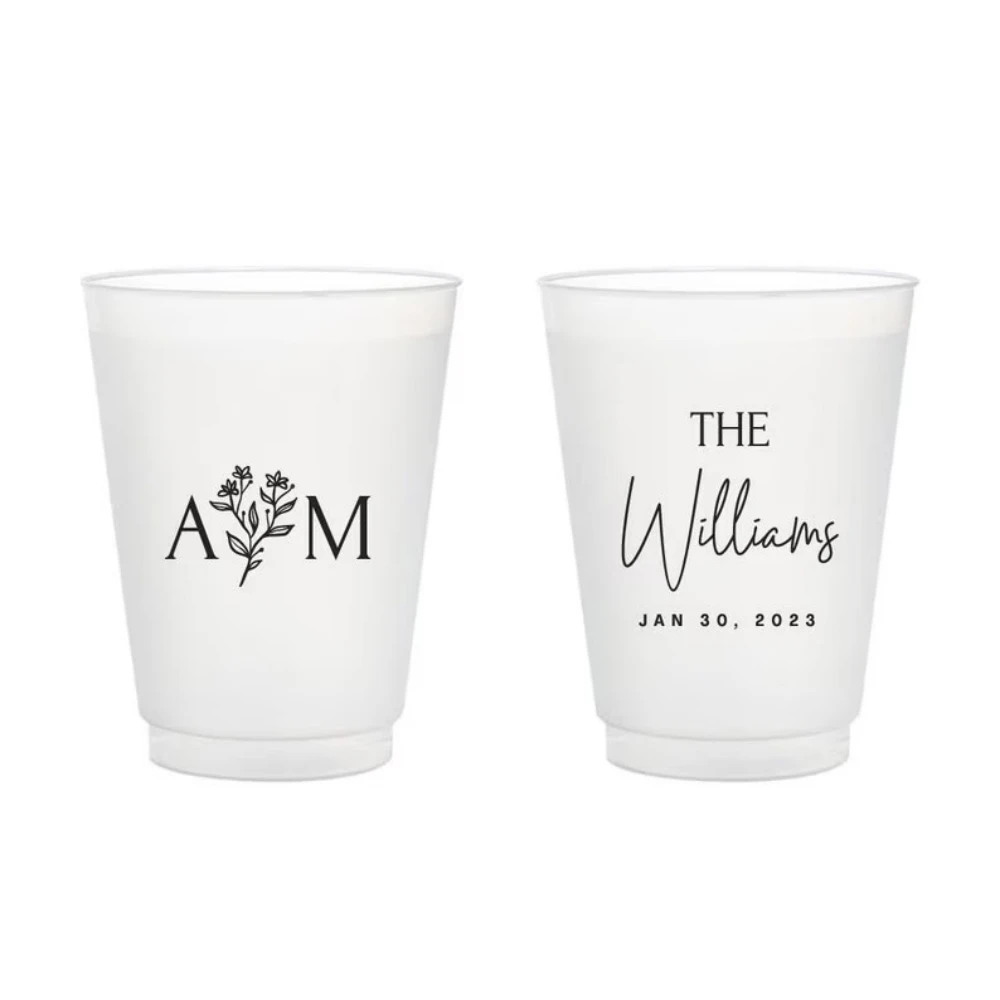 

Frosted Cups, Wedding Frosted Cups, Custom Wedding Frosted Cups, Personalized Frosted Cups Wedding Favors, Custom Plastic Cups