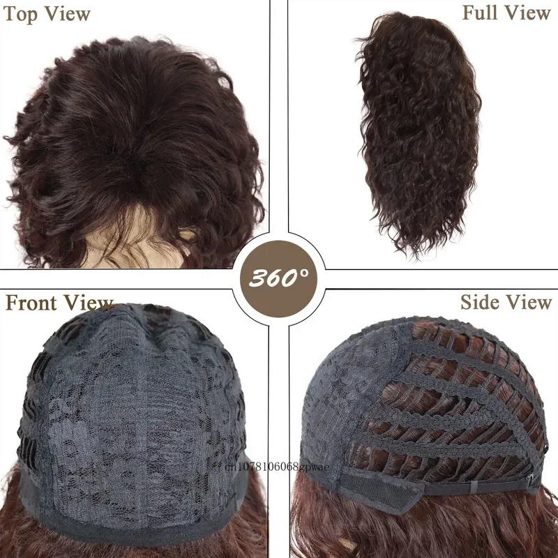 الرجال 80s شعر مستعار اصطناعي براون البوري الباروكات هالوين زي الذكور شعر مستعار الشرير المعادن الثقيلة الروك طويل مجعد شعر مستعار متموج تأثيري الطرف