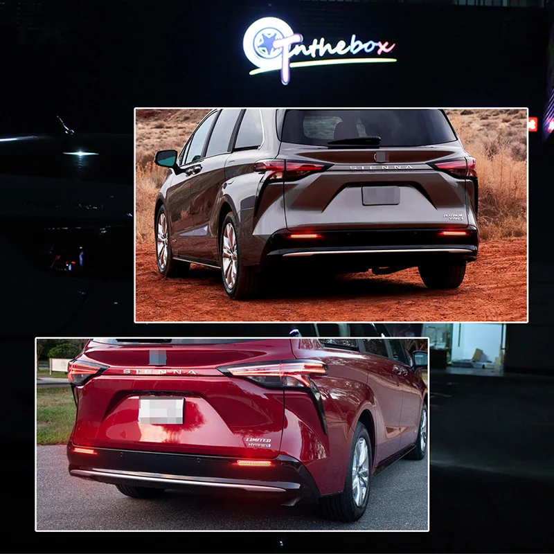 Rear Bumper Reflector Lights For 2021 2022 2023 Toyota Sienna Red LED Brake Tail Light Rear Fog Light w/ Sequential Turn Signal - Image 6