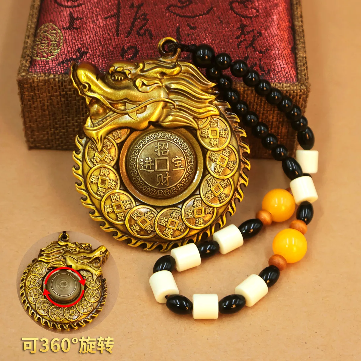 Dragon Pendant Twelve Zodiac Amulet Lucky Brass Handheld Loong Handheld Piece Wen Play Turn Retro Tagging Lucky Handheld Piece