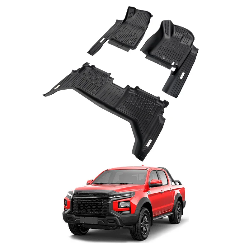 TPE Car Floor Mats Waterproof Full Coverage Foot For JAC T9 Hunter 2024 Present Right Hand Drive 3 Piece Set