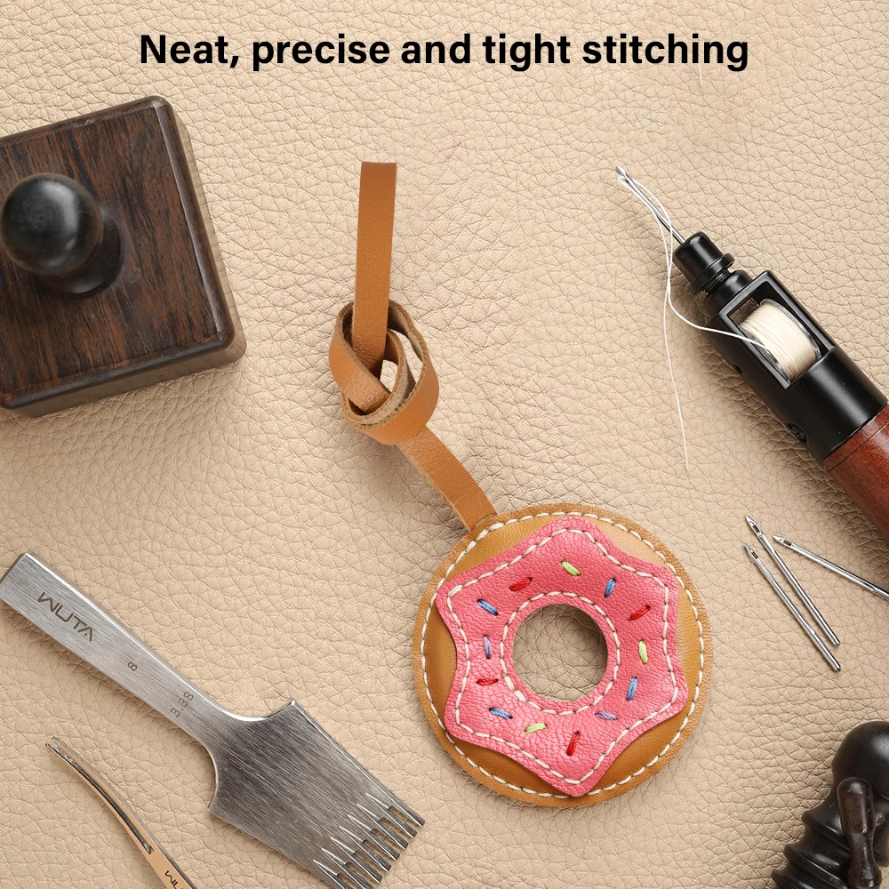 CRAZYSMITH Handmade Donut Bag Pendant Genuine Leather Bag Keychain For Handbags Interesting Stylish Leather Bag Accessories