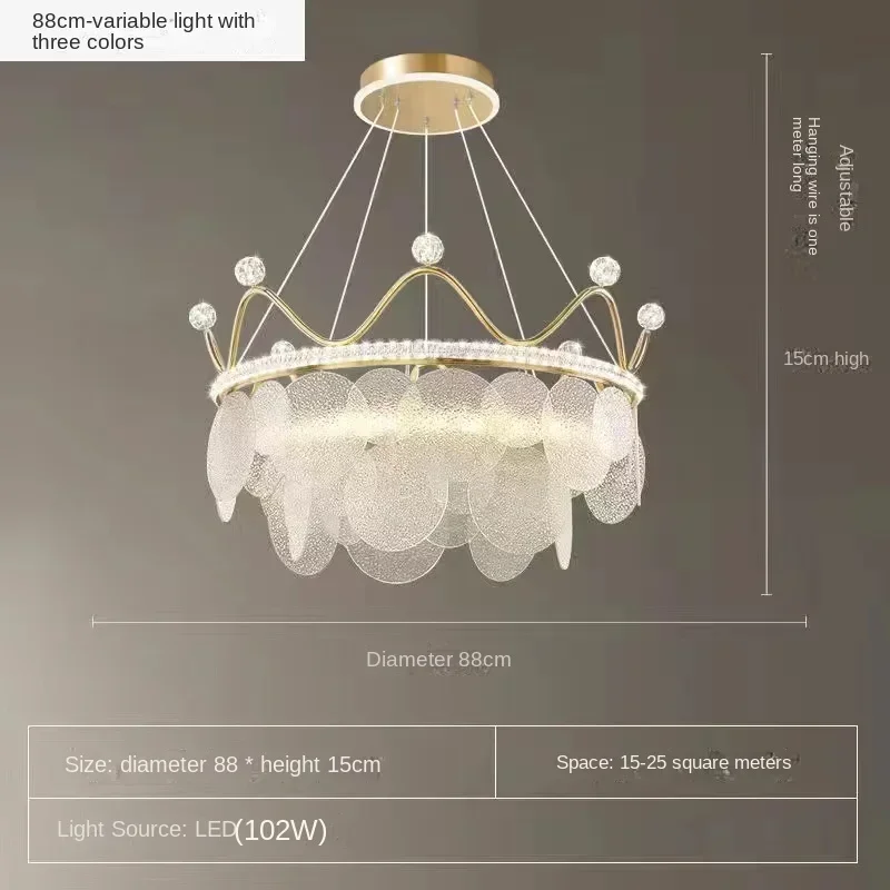 Modern Luxury Romantic Led Dimmable Pendant Lights Living Room Glass Gold Led Pendant Lamp  Crystal Crown Hanging Lamp