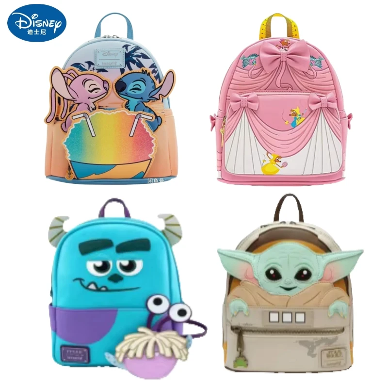 Disney Loungefly Mickey And Minne Dumbo Pixar Up Double Strap Shoulder Bag Purse School Backpack Knapsack Kids Girls Gifts