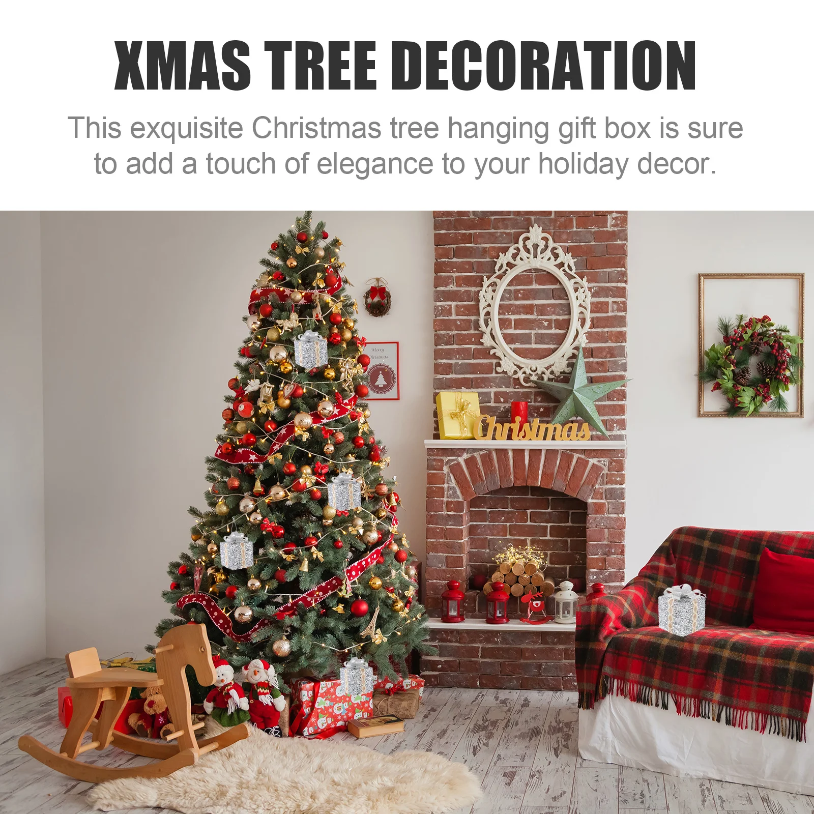 

3Pcs Christmas Tree Hanging Gift Box Multi Color Xmas Ornaments Delicate Lace Xmas Tree Decor Holiday Gift Decoration Pendants