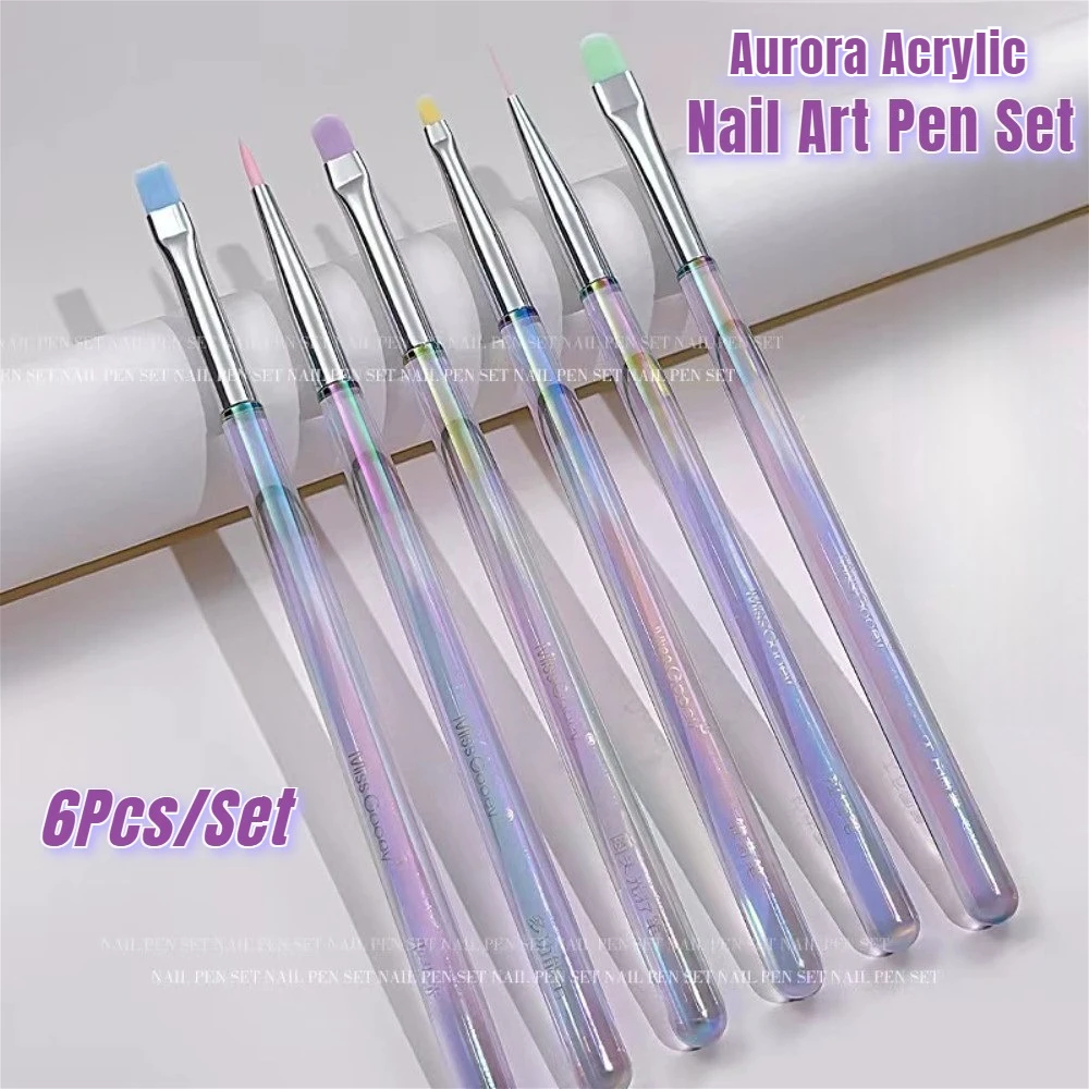 

1/6PCS UV Gel Nail Brush Set Acrylic DIY Painting Pen Nail Art Liner Carving Drawing Brush for Nail Art Design Manicure Tools