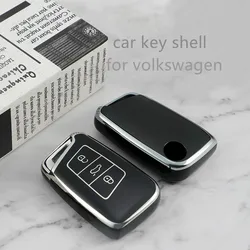 Silver Edge TPU Car Key Case for Volkswagen CC PASSAT Magoan Lavida B8 Arteon Atlas 3 Button Key Cover Interior Accessories