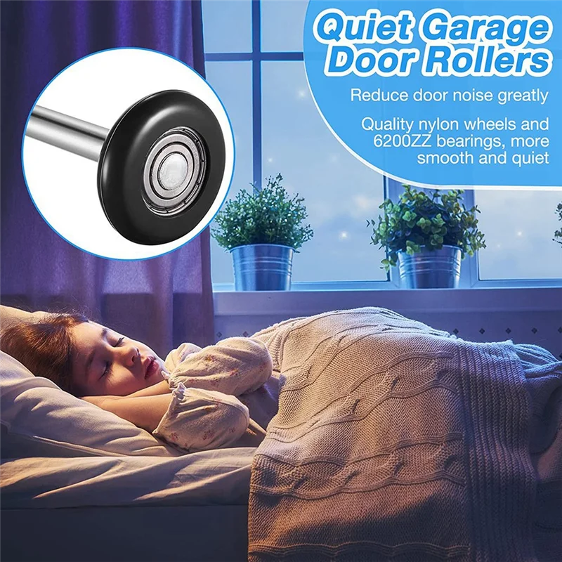A04I 12 Pak Rol Pintu Garasi Nilon 2 Inci Rol Garasi Tenang Massal 6200Z Rol Pintu Garasi Pengganti
