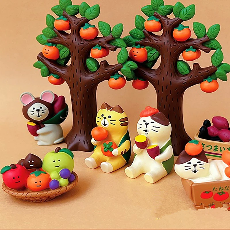 Japanese Ornaments Autumn Harvest Chestnut Series Japanese Photo Props Miniature Resin Gift INS Cat Collection Small Ornaments