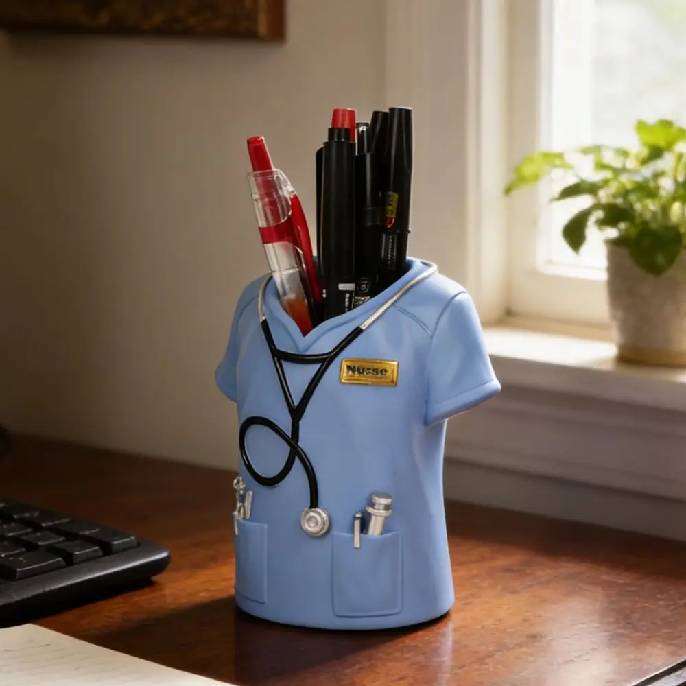 Creative Doctor's Coat-Shaped Pen Holder Practical Desktop Stationery Organizer Theme Desktop Organizer