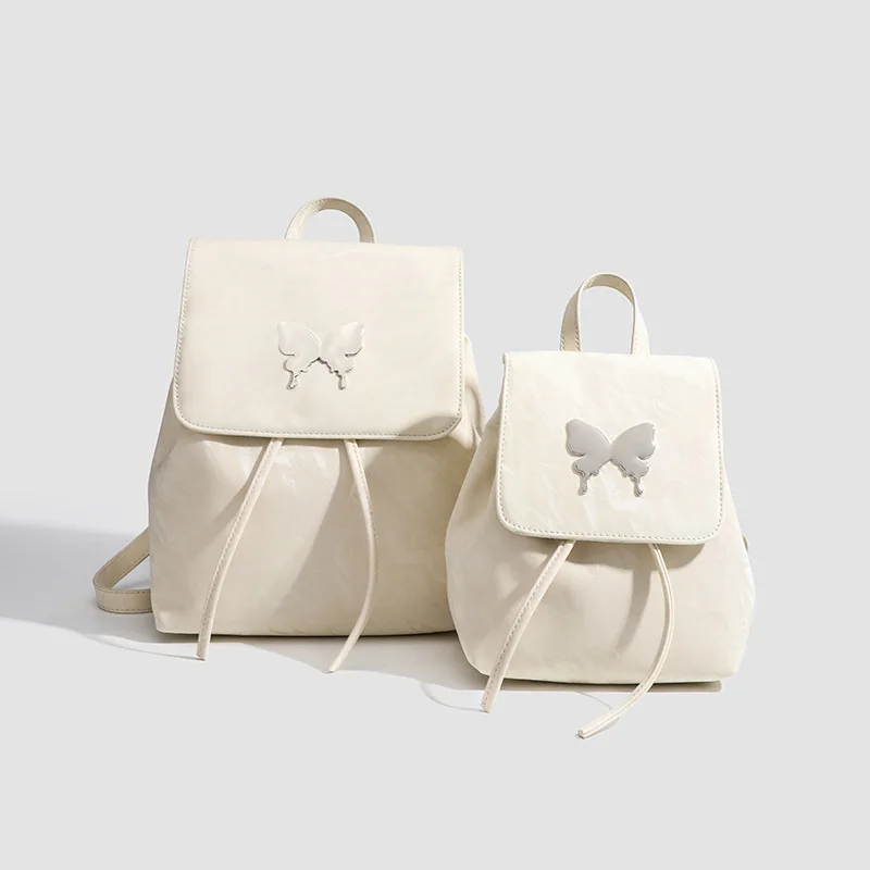 

Ballet style high-end white backpack bag for women 2024 summer new student large-capacity versatile backpack tide