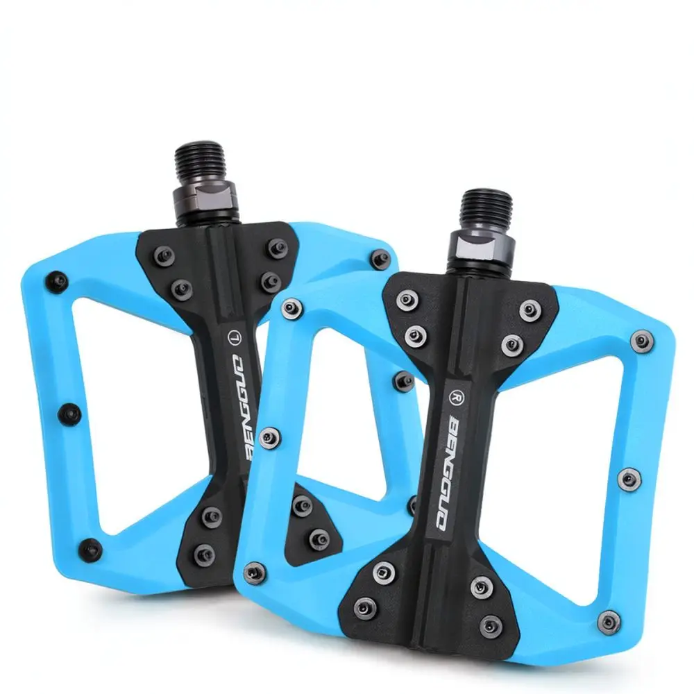 For Bengguo Nylon Bicycle Pedals Wide Platform MTB Road Bike Du Bearings Durable Cycling Parts Non Slip Gear