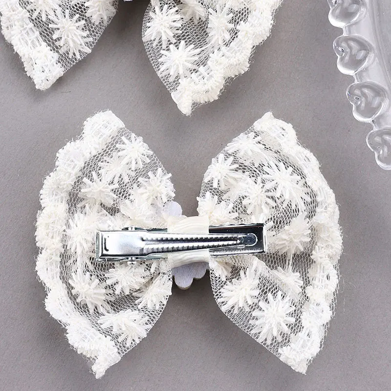 Cute Lace Bowknot Hair Clips para meninas, pérola, amor, coração, grampos de cabelo, presilhas para crianças, hairgrips coreanos, acessórios para