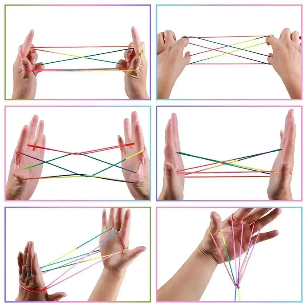 Regenboogkleur String Finger Games Intelligent speelgoed Kleurrijk Fumble Finger Thread Educatief spel 165cm String Game Toy