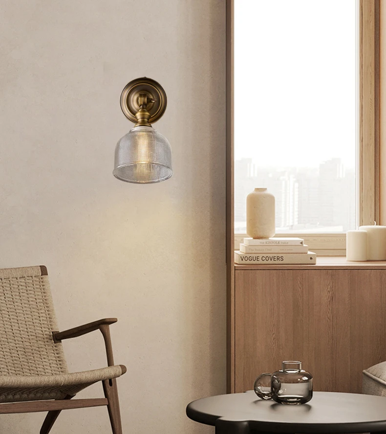 Old Copper Wall Lamp Clear Glass Indoor