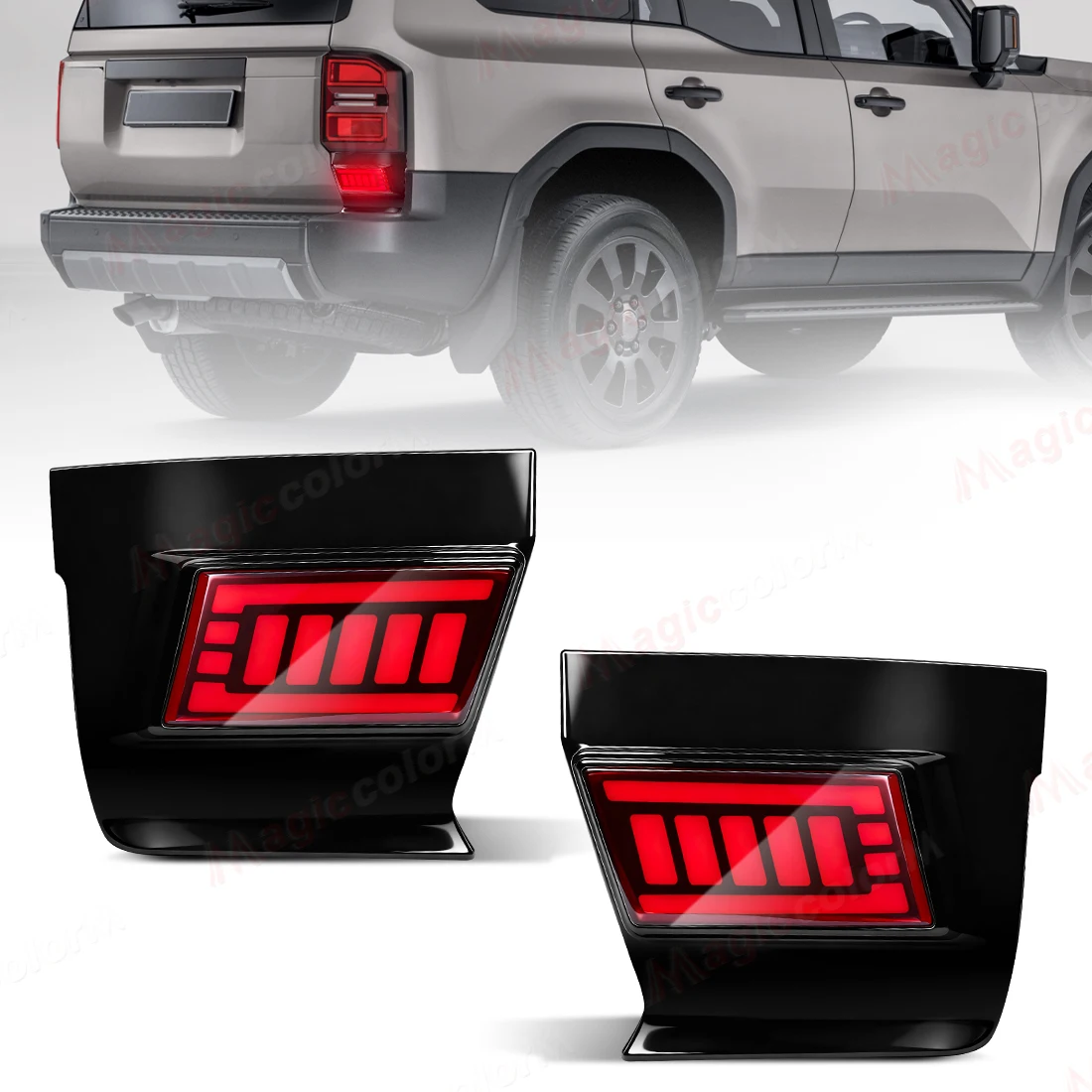LED Rear Bumper Reflector Lights For Toyota Land Cruiser 250 Prado LC250 2024 2025 Warning Brake Dynamic Turn Signal Lamps