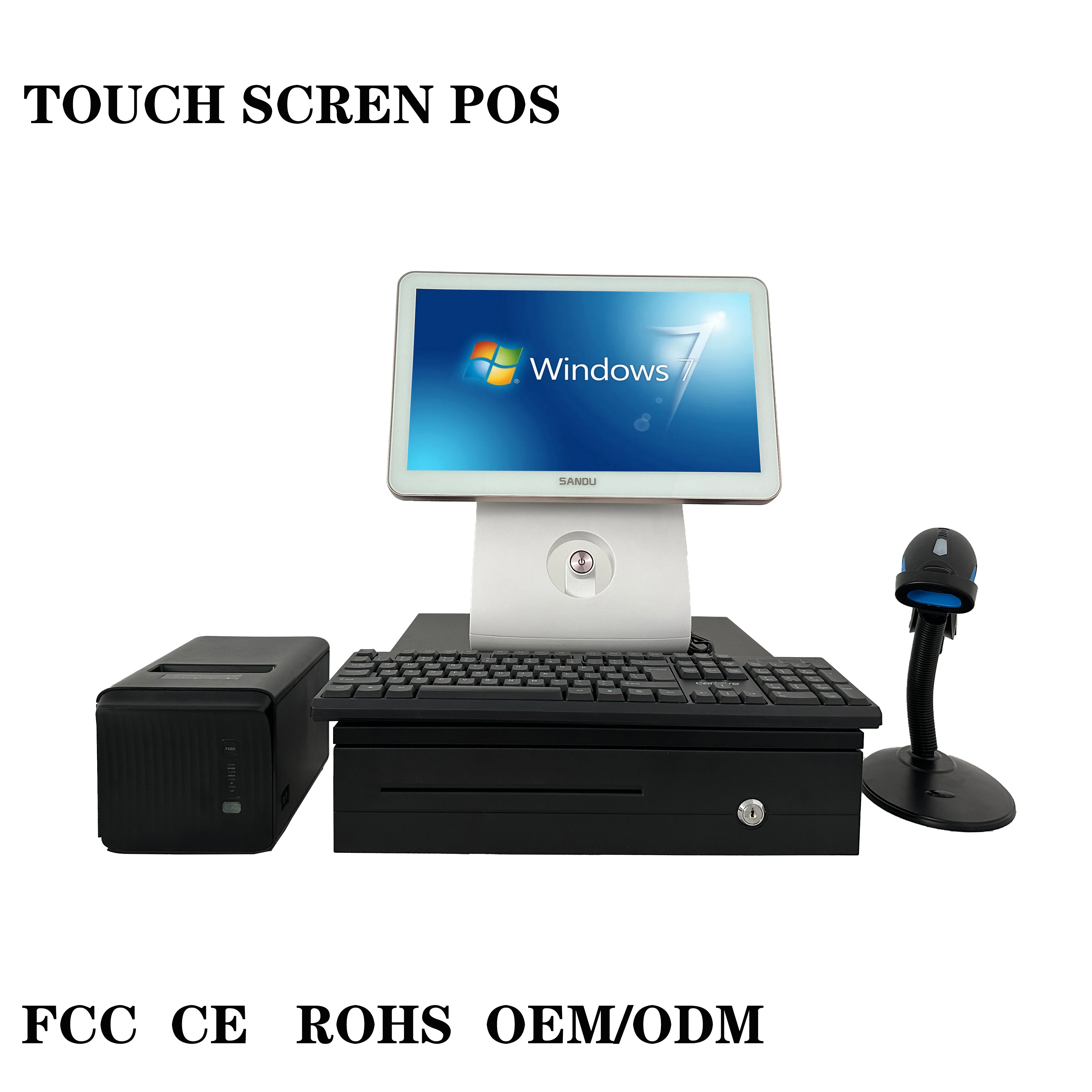 15-inch Epos capacitief touchscreen kassasysteem kassa met één scherm
