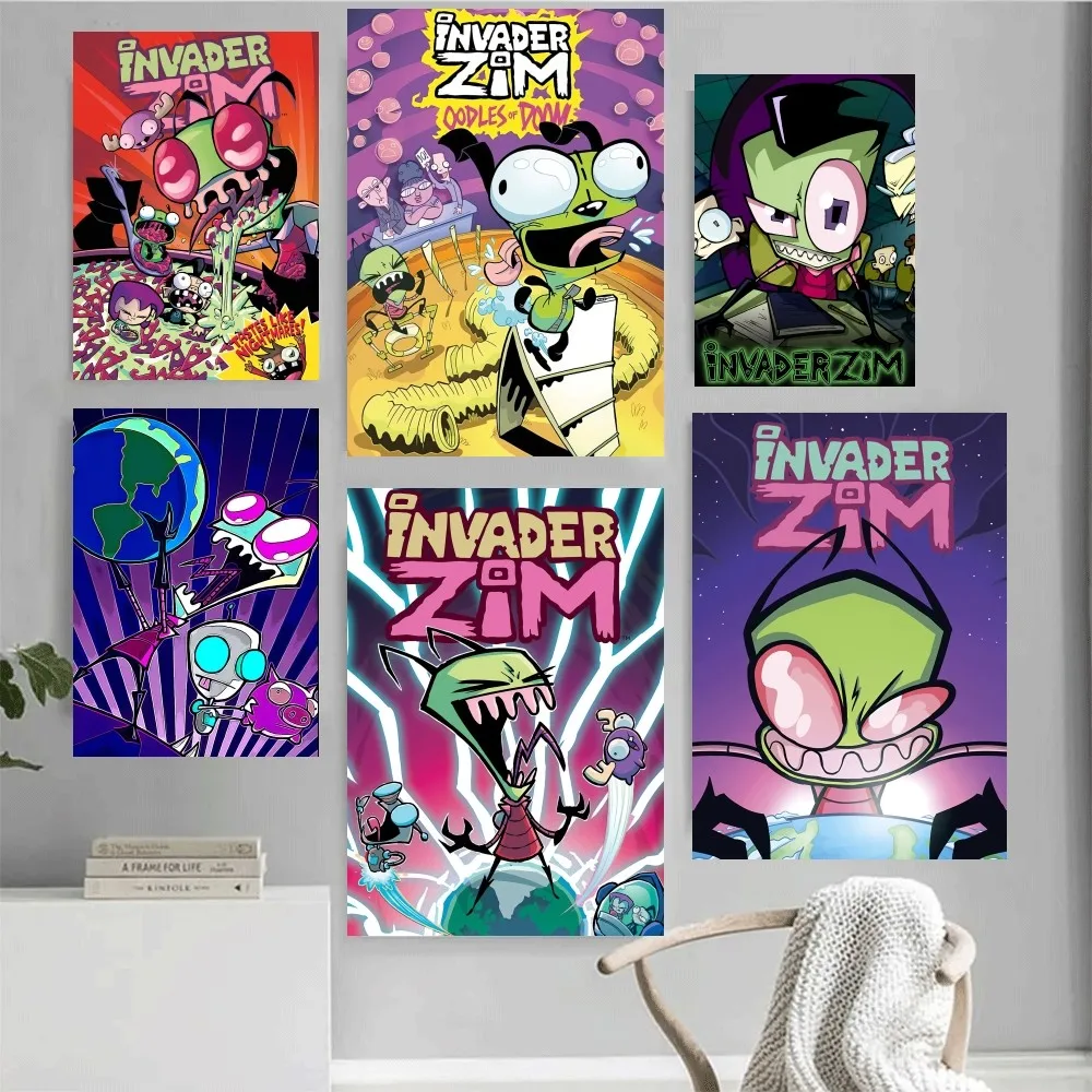 I-Invader Z-Zim Cartoon Poster Home Office Wall Bedroom Living Room Kitchen Decoration Painting