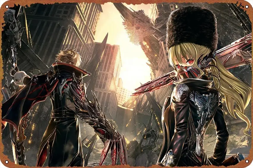 Video Game Code Vein Retro Metal Tin Signs game Poster Vintage Decor Decor for the Home Lake Life Decor for Lakeside Holida sign