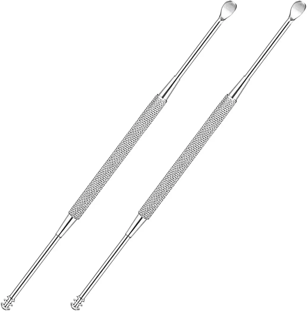 

Набор из 2-х двусторонних спиральных ушных ложек из нержавеющей стали для удаления ушной серы и чистки ушей