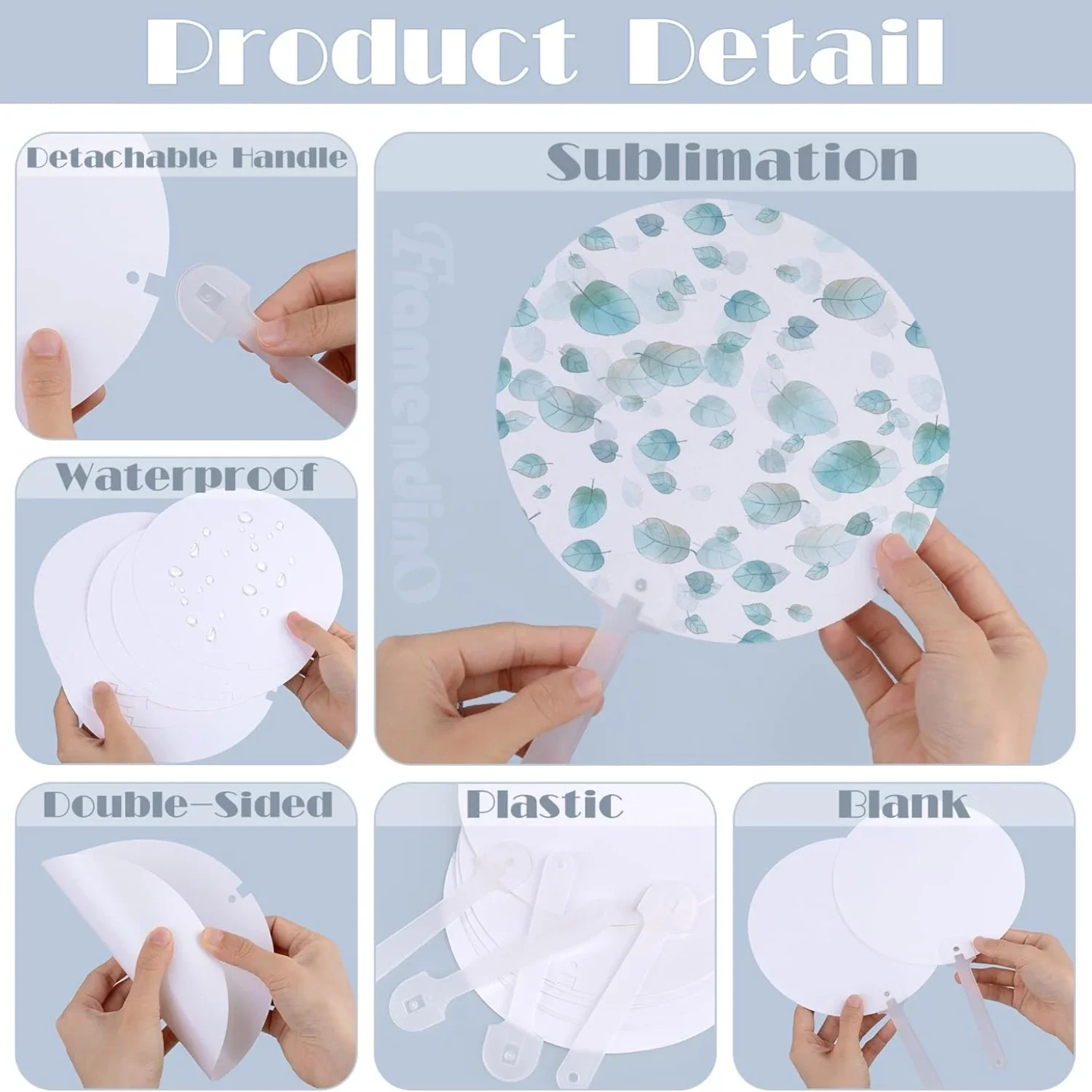 5pcs/10pcs Round Sublimation Blank Handheld Fans - Perfect for DIY Crafts, Home Decor, and Wedding Decorations