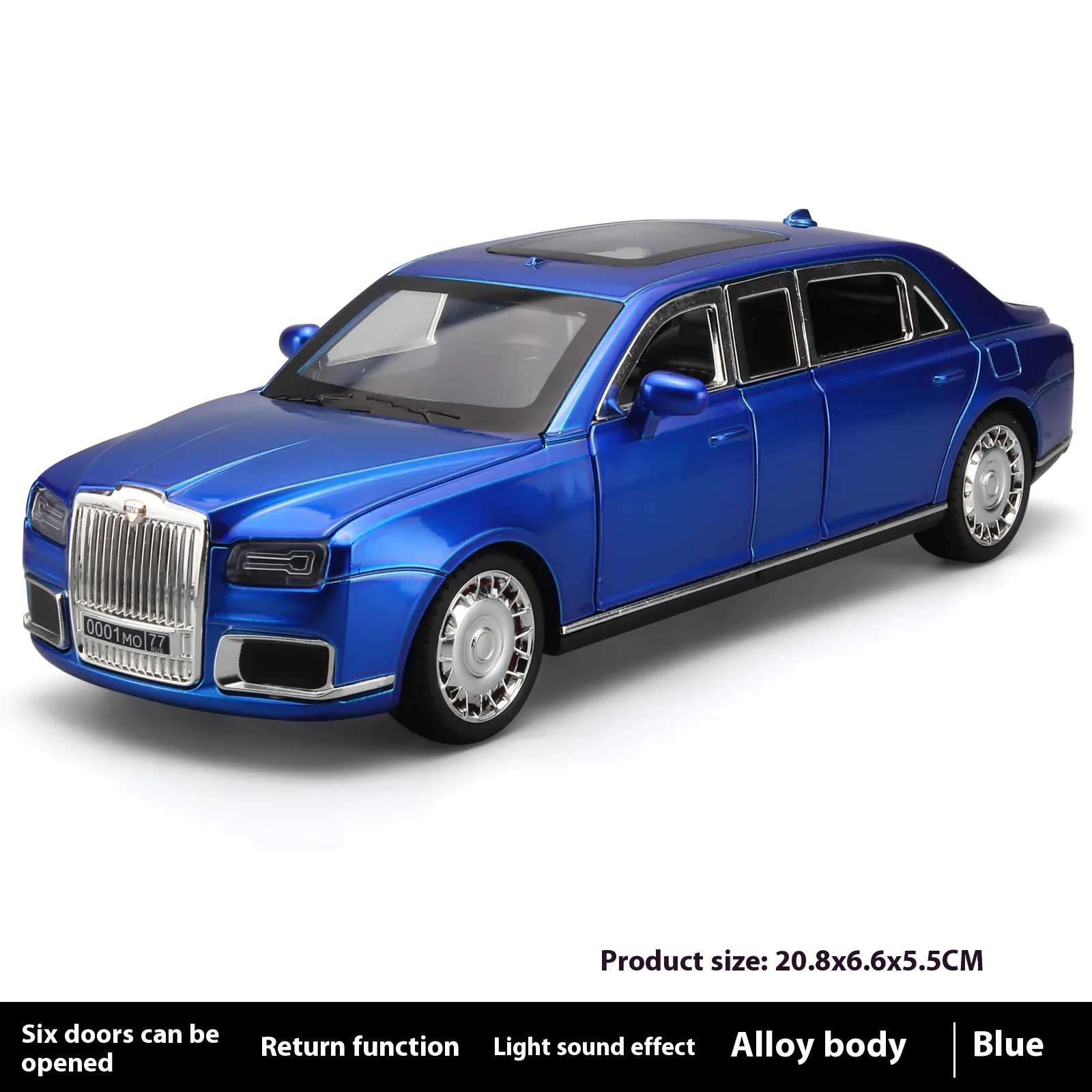 1:24 Aurus Motors Aurus Senat Russia Limousine Alloy Metal Diecast Model Car Children Toy Car Simulation Ornament Birthday Gifts