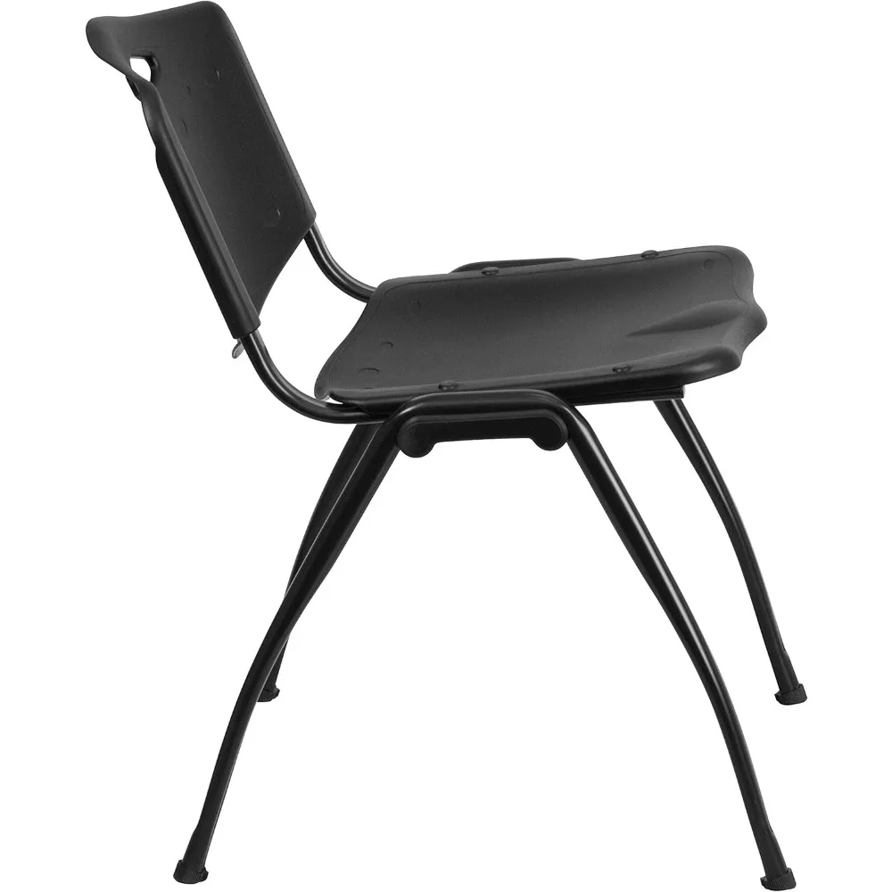 إيما + أوليفر 880 رطل. كرسي جانبي للمكتب مصنوع من البلاستيك الأسود