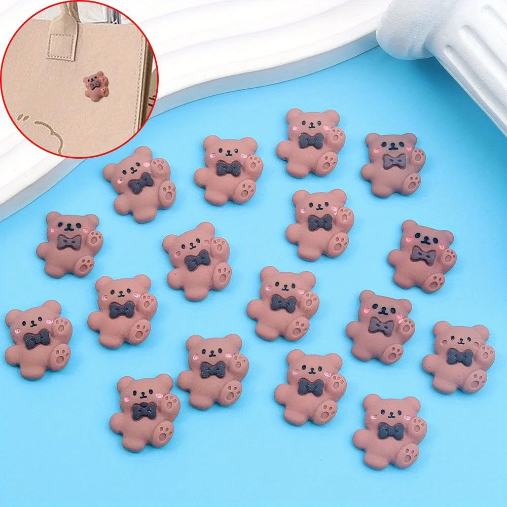 3/6/13pcs Resin Bear Shaped Non Porous Beads,for DIY Hair Clips,backpack Decoration Accessories,Valentine's Day,Christmas Gifts