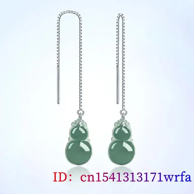 Birmese Jade Kalebas Oorbellen Jadeite Vintage Bedels Accessoires Sieraden Echt 925 Zilver Blauw Natuurlijke Vrouwen Smaragd Geschenken