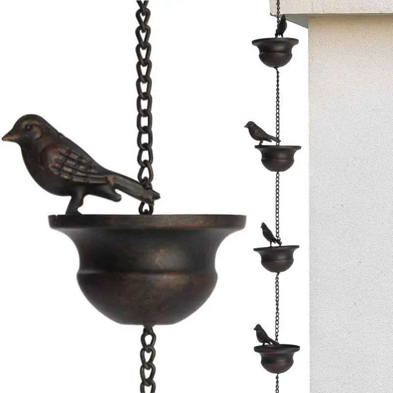 

Mobile Bird Rain Chain On Cups Outdoor Decoration Hanging Chain For Gutter Rain Chain Catcher Gutter Roof Decor Supply