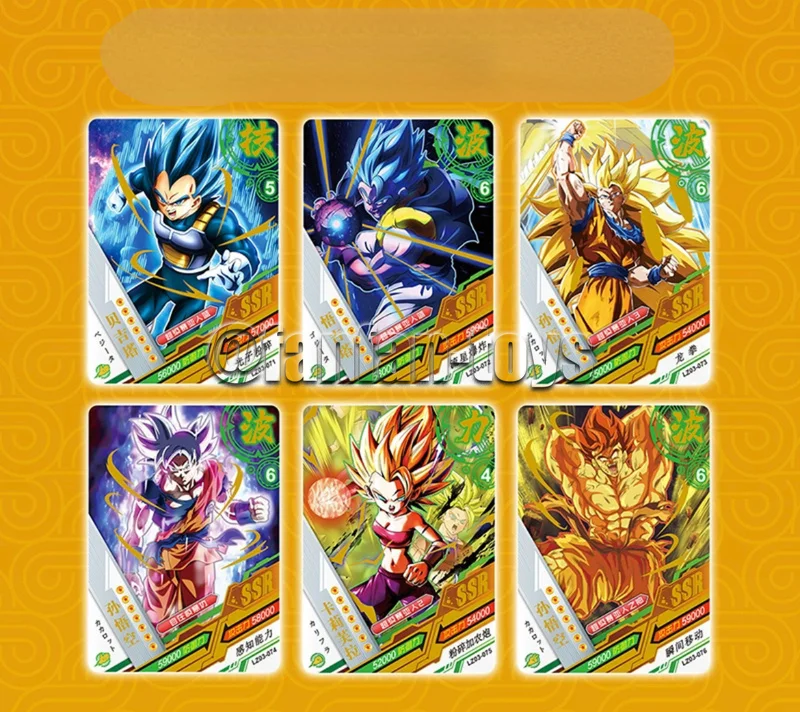 Anime Dragon Ball Trading Coleção Cartões, Son Goku, Saiyajin, Vegeta, TCG, Rare Battle Cards, Brinquedos Presente Crianças, 5 pcs, 25 pcs, 100 pcs