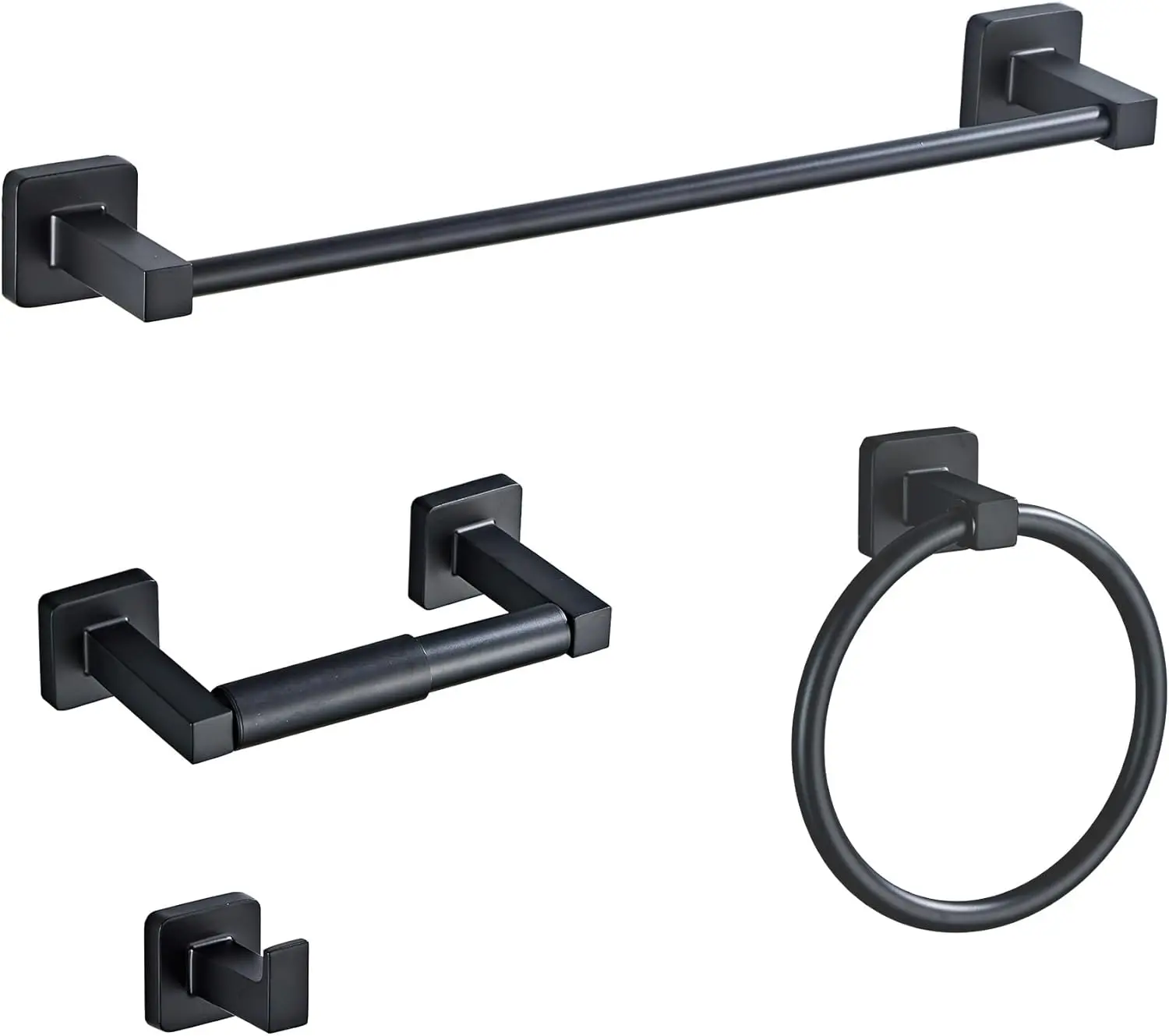 

Matte Black Bathroom Hardware Set 4 Pieces,Towel Bar Set Stainless Steel Wall Mounted, Includes 16In Hand Towel Bar, Towel Ring,